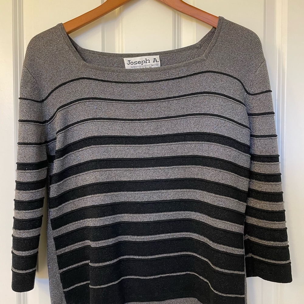 Joseph Women's Gray and Black Striped Sweater